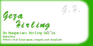 geza hirling business card